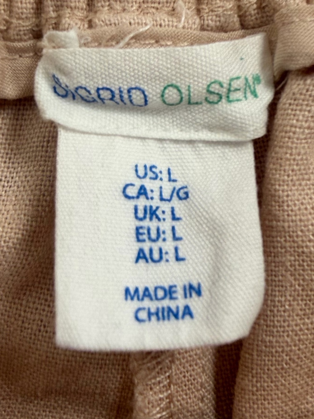 Sigrid Olsen Wide Leg Salmon Linen Pants with Elastic Waist. Size Large. - Picture 9 of 10